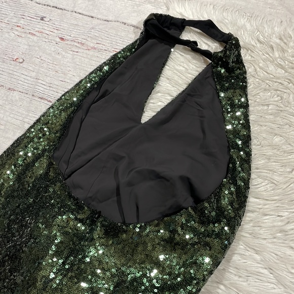 NBD Revolve Green Halter Winner Mini Sequin Backless Dress - Picture 10 of 11